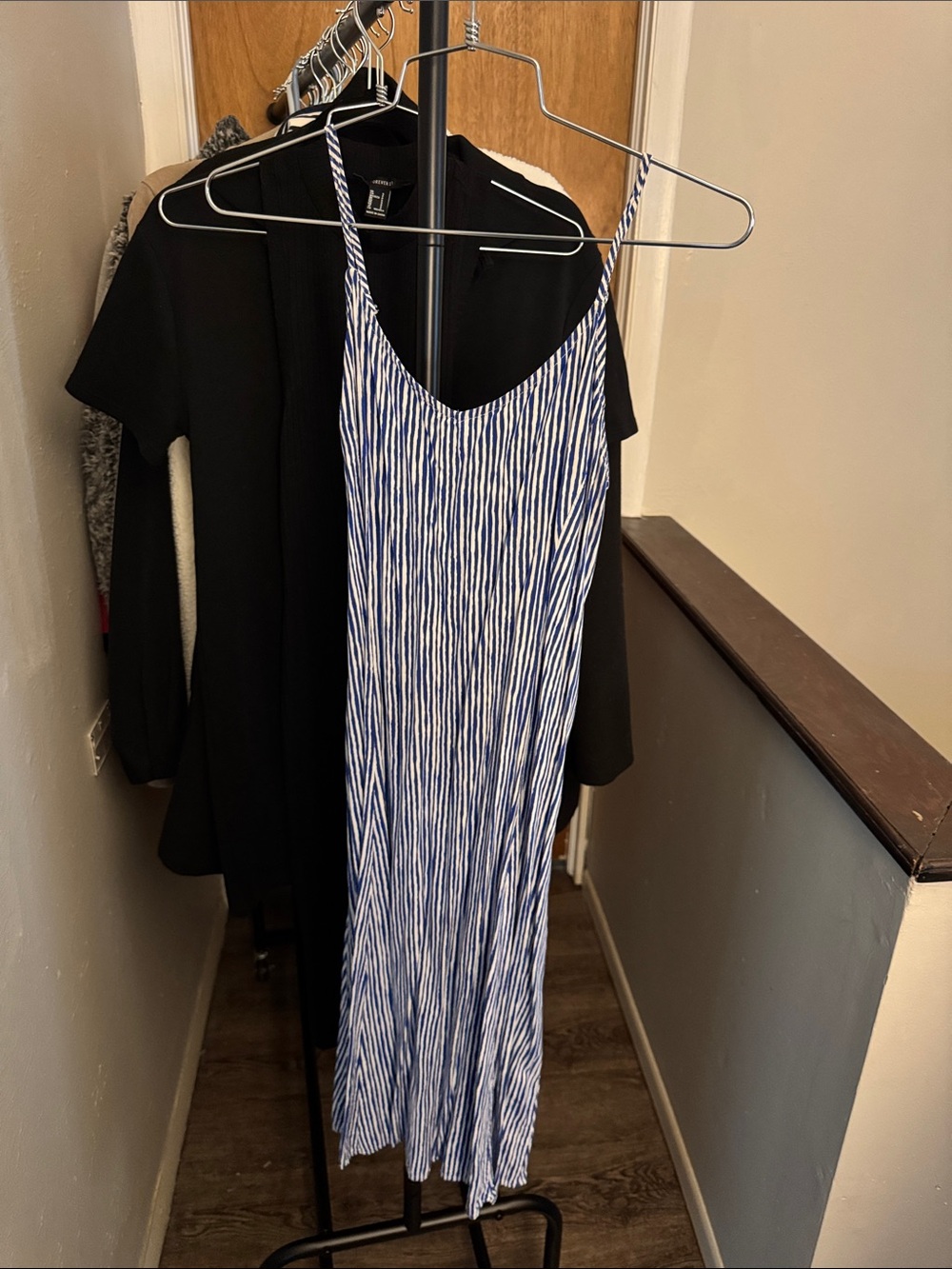 Old Navy Blue and White Striped Midi Slip Dress - Women